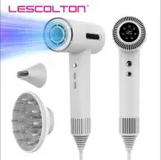 BLDC Hair Dryer New In Box White Ion Temperature Controls Magnetic Nozzle LCD