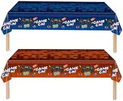 Xjoviative 2 Pcs Video Game Plastic Tablecloth 54x108 Inch, Game Theme Birthday Decoration Table Cloth Disposable Table Cover Rectangle for Boys Girls Kids Player Geek Party Supplies (Video Game)