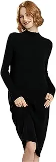 [HEYDHSDC] Women Dress 100% Solid Cashmere Knitwears Winter Fashion Oneck Long Pullovers Solid Colors Ladies Dresses