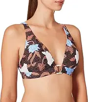 [Seafolly] Women's Standard Longline Triangle Bikini Top Swimsuit with Ring Front Detail