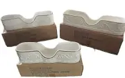 3 Pcs Set silverware Server Container - White with Embossed Design Gold Trim