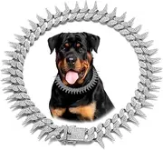 Silver Dog Chain Collar, Cool Spiked Style Necklace Bling Diamond Cuban Link Dog Collars Glitter Rhinestone Puppy Collar for XXS XS Small Medium Large Pet Dogs Cats (Silver, 14 Inches)