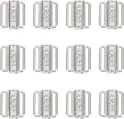 GOMAKERER 12 Pcs Rhinestone Bikini Connectors, Bra Strap Hooks for Sewing Bikini Halter Swimsuit Tops Lingerie Rings Metal Bathing Suit Clips Adjustment Slider for Slip Dress, Silver, Platinum