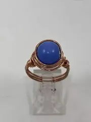 Handmade ~ Copper Wire Wrap ~ Glass Bead Ring ~ Size 7 #100