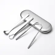 HIKOAN Oral Tongue Coating Cleaner Tongue Scraper 3Pcs Tongue Scrubber for Adults Kids Grade Metal Stainless Steel Tongue Scraper Cleaner with Case Great for Oral Hygiene Professional Reduce Bad
