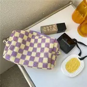 Casopic - Checker Knit Makeup Bag Yellow & Purple - One Size