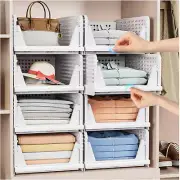 5 Pack Stackable Closet Organizer Box - Stackable Storage Bins, Plastic Storage