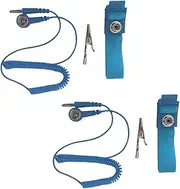2Pcs Alligator Claw Djustable Hook-and-Loop Anti Static Wrist Strap ESD Mat Computer Electronic PCB Repair and Use (Blue)