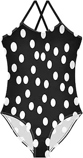 [RPLIFE] Polka Dots White Dots Black Little Girl Bathing Suits, Beach Apparel, Summer Swimsuits Girls