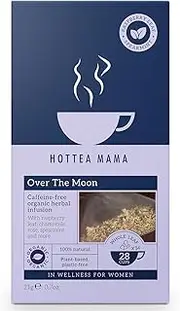 HOTTEA MAMA | Over The Moon | Period Support Tea with Dandelion Root, Spearmint, Raspberry Leaf, Rose, Chamomile | 14 Whole Leaf Biodegradable Bags
