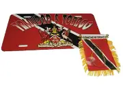 Trinidad and Tobago Mini Banner Flag W/ TNT License Plate