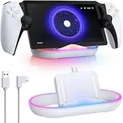 TGDPLUE Charging Dock Station Compatible with Playstation Portal Remote Player,Charger Stand with RGB Light,USB C Charging Cable for PS Portal-White
