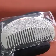 Solid 999 Fine Silver Cute Comb With Chinese Dragon Pattern Small Portable Comb