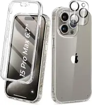 For iPhone 15 14 16 Pro Max 13 12 Shockproof Clear 360 Full Body Case Cover