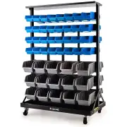 BAUMR-AG 94 Parts Bin Rack Storage System Mobile Double-Sided - Blue