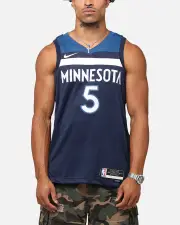 [Nike] Nike Anthony Edwards Minnesota Timberwolves #5 Icon Edition 2022/23 Nike Dri-fit Nba Swingman Jersey College Navy - Size M M College Navy