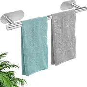 PENGQIMM Self Adhesive Towel Rail,40cm/15.75inch Single Towel Holder Stainless Steel Single Towel Rack Rod Hanger,Towel Holder for Bathroom, Kitchen - Easy to Install Without Drilling