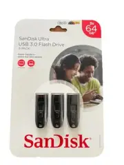 BRAND NEW SanDisk Ultra High Performance USB 3.0 Flash Drive 64GB, 3-Pack