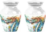 Dragon Keepsake Urn - Pack of 2 - Small Urn for Ashes - Black Aluminium with Polished Finish and Removable Lid - 3 Inches - Dragon Pattern - Adult