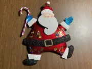 Modern Bobble Head Metal Santa Glitter Christmas Ornament 7"