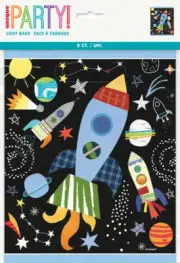 8 Outer Space Rockets Birthday Planet Party Plastic Loot Lolly Treat Favour Bags