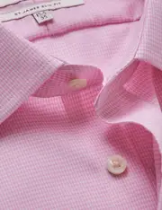 Hawes & Curtis Non-Iron Pink & White Dogtooth Slim Shirt Size: 18" collar, 37" sleeve