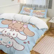 v54 Cinnamoroll 3-Piece Twin Bed Set - Includes 1 Single Comforter And 2 Pillowcases Bedding - Fade Resistant Microfiber - Cinnamoroll io54