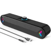 Computer Speakers,Wired USB-Powered Sound-bar with 10W Stereo Sound for PC De...