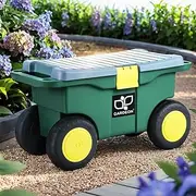 [Gardeon] Garden Tool Storage Cart Rolling Gardening Seat Box Wheels 3-in-1 Green