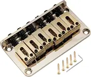 Musiclily Pro 52.5mm Modern Hardtail Fixed Bridge for Strat Tele Style Electric Guitar, Gold