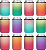 Beer Can Coolers Sleeves, Soft Insulated Bottle Soda Cover Coolers, Personalized Collapsible 12OZ Blank Bulk Drink Cooler for Parties, Wedding or Events (Multicolor,12)