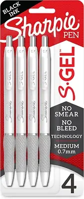 Sharpie S-Gel, Gel Pens, Medium Point (0.7Mm), Pearl White Body, Black Gel Ink P