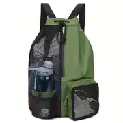 Swim Bag Mesh Drawstring Backpack With Wet Pocket For Swimming Gym Workout Gear