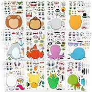 JOYIN 36 PCS Make-a-face Sticker Sheets Make Your Own Animal Mix and Match Sticker Sheets with Safaris, Sea and Fantasy Animals Kids Party Favor Supplies Craft