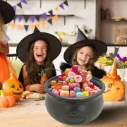 12" Halloween Black Kettle Large Capacity Candy Cauldron Festival Decors
