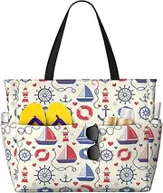[CHAOS MONKEY] Women Large Beach Bag Sandproof Waterproof Travel Weekender Foldable Tote Bag for Pool Vacation Gym
