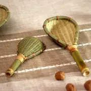 Bamboo Braided Rice Colander Green Bamboo Draining Bamboo Basket Drain Spoon