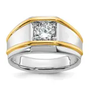 14k Two-tone Two Tone 1 Ct. Lab Grown Diamond VS/SI+ G+ Polished Men's Solitaire Ring