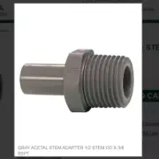 GRAY ACETAL STEM ADAPTER 1/2 STEM OD X 3/8 BSPT # PI051603S