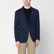 [Santaniello] Blue wool-blend single-breasted jacket 50 IT Blue