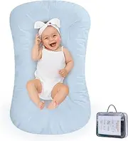 Vicorise Baby Lounger 100% Cotton,Infant Lounger Baby Nest Co Sleeping Baby Bed,Baby Nest Sleeper Lounger Baby Lounger Pillow for Newborn Baby Lounger 0-24 Months,Blue