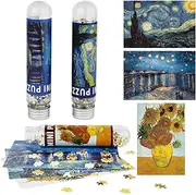 Small Jigsaw Puzzles for Adults Challenging Puzzle Small Difficult Puzzles Mini Jigsaw Puzzles for Adults 150 Pieces Small Jigsaw Puzzle Starry Night Rhone River Sunflower 6 x 4 Inches, 3 Pack