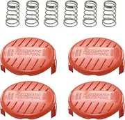 Haishine Spool Cover and Spring for Black & Decker AFS Trimmer (RC100P), Replacement Parts, Spool Covers, Lawn Mower Parts, Weed Killer (4 Spool Covers + 2 Springs)
