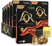 [L'OR] Espresso Coffee Colombia Intensity 8 - 100 Aluminium Capsules Compatible With Nespresso Machines (10x10 Pods Pack)