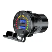 12V/24V Car Charger Socket Dual USB Port Fast Charging LED Voltmeter Waterproof (for: Audi)