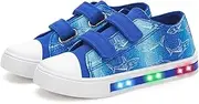 [Generic] Toddler Kids Sneakers for Boys Girls Light Up Canvas Shoes Children Low Top Casual Outdoor Sneaker with Adjustable Straps