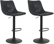 Artiss Bar Stools Stool Set of 2 Adjustable Kitchen Swivel Counter Barstools Dining Chair Chairs Gas Lift Vintage Leather in 60-81cm Seat Height Floor for Home Dining Room Cafe Outdoor Indoor