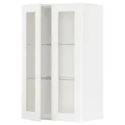 METOD wall cabinet w shelves/2 glass drs, white Enköping/white wood effect, 60x37x100 cm