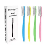 DR PEFECT Extra Hard & Firm Toothbrush Large Long Head Whitening Teeth Pack of 4