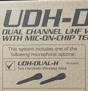 VocoPro UDH-DUAL-H. Dual Channel UHF Wireless Mic System w Mic-On-Chip Technolog